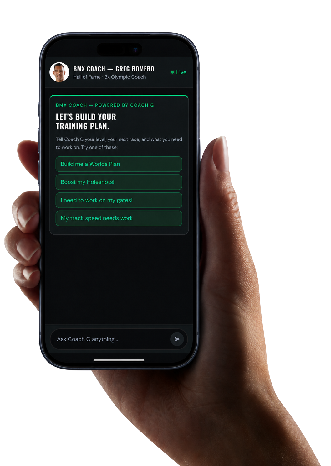 BMX Coach AI on iPhone — Greg Romero